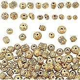 PH PandaHall 100pcs 10 Style Gold Spacers Metal Antique Spacers Barrel Round Bionce Tibetan Alloy Loose Beads for Bracelets Necklace Jewelry Making