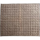 Creative Co-Op Cotton Velvet Quilted Throw, Taupe