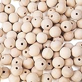 Foraineam 200pcs 20mm Natural Wood Beads Unfinished Round Wooden Loose Beads Wood Spacer Bead for Craft Making