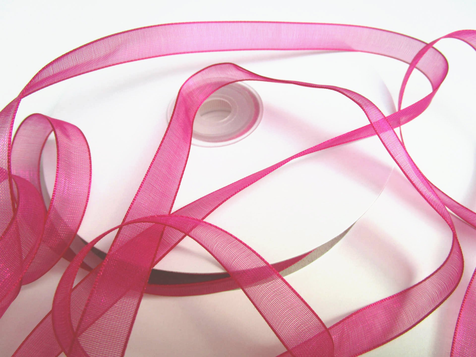 50 m Organza Ribbon 10 mm Width: Dark Pink