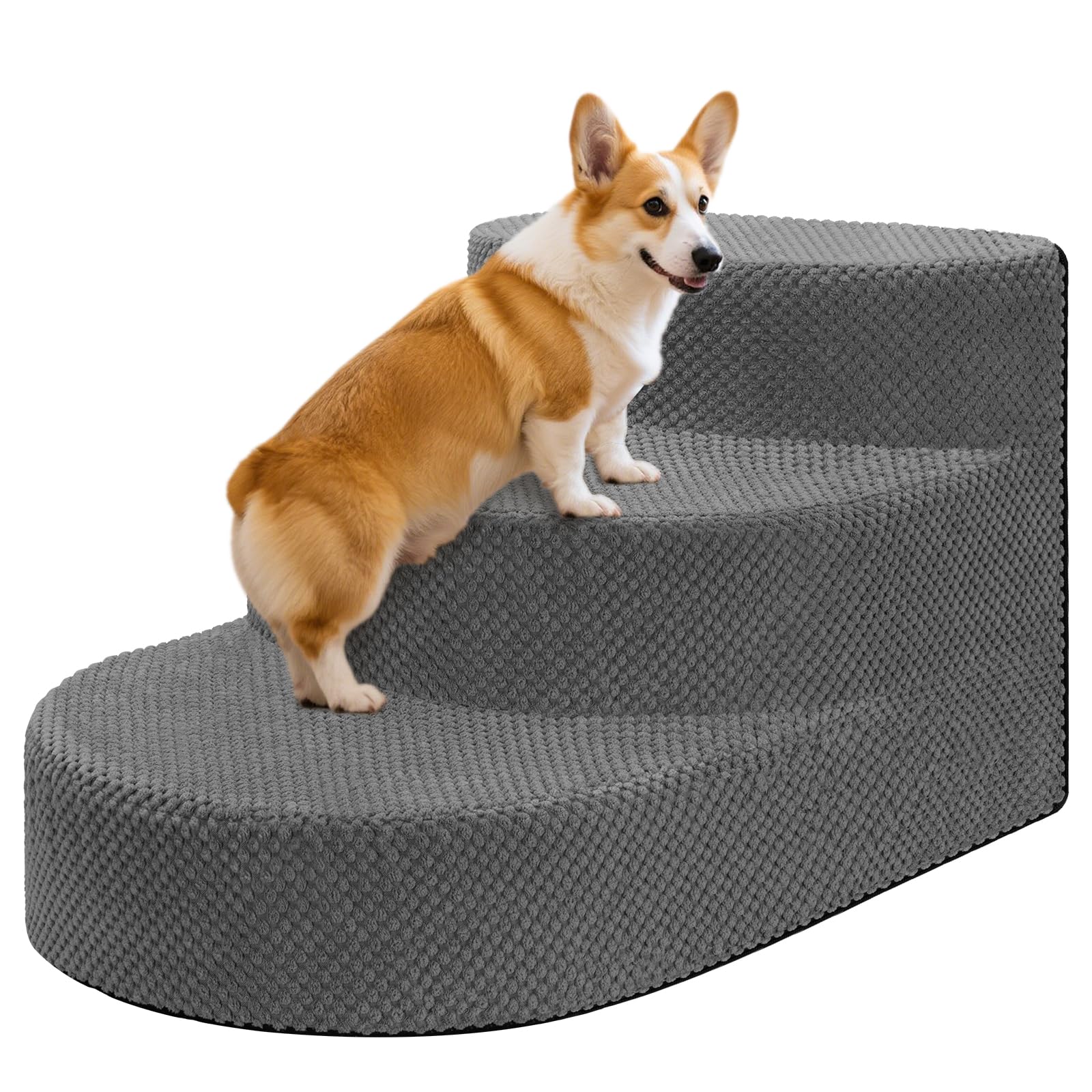 Photo 1 of ****Ripped*** Dog Stairs for Small Dogs, Foam Steps for Small Dogs & Cats, 3 Steps Dog Ramp for High Beds, Couch, Window, Sofa, Pet Stairs with Removable Washable Cover, Non-Slip Sturdy Pet Steps, Grey