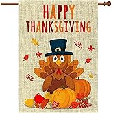 Subacy Happy Thanksgiving Garden Flag Vertical Double Sided Fall Style,Turkey Fall Garden Flag for Thanksgiving Day Harvest Autumn Yard Outdoor Decor (28 * 40)