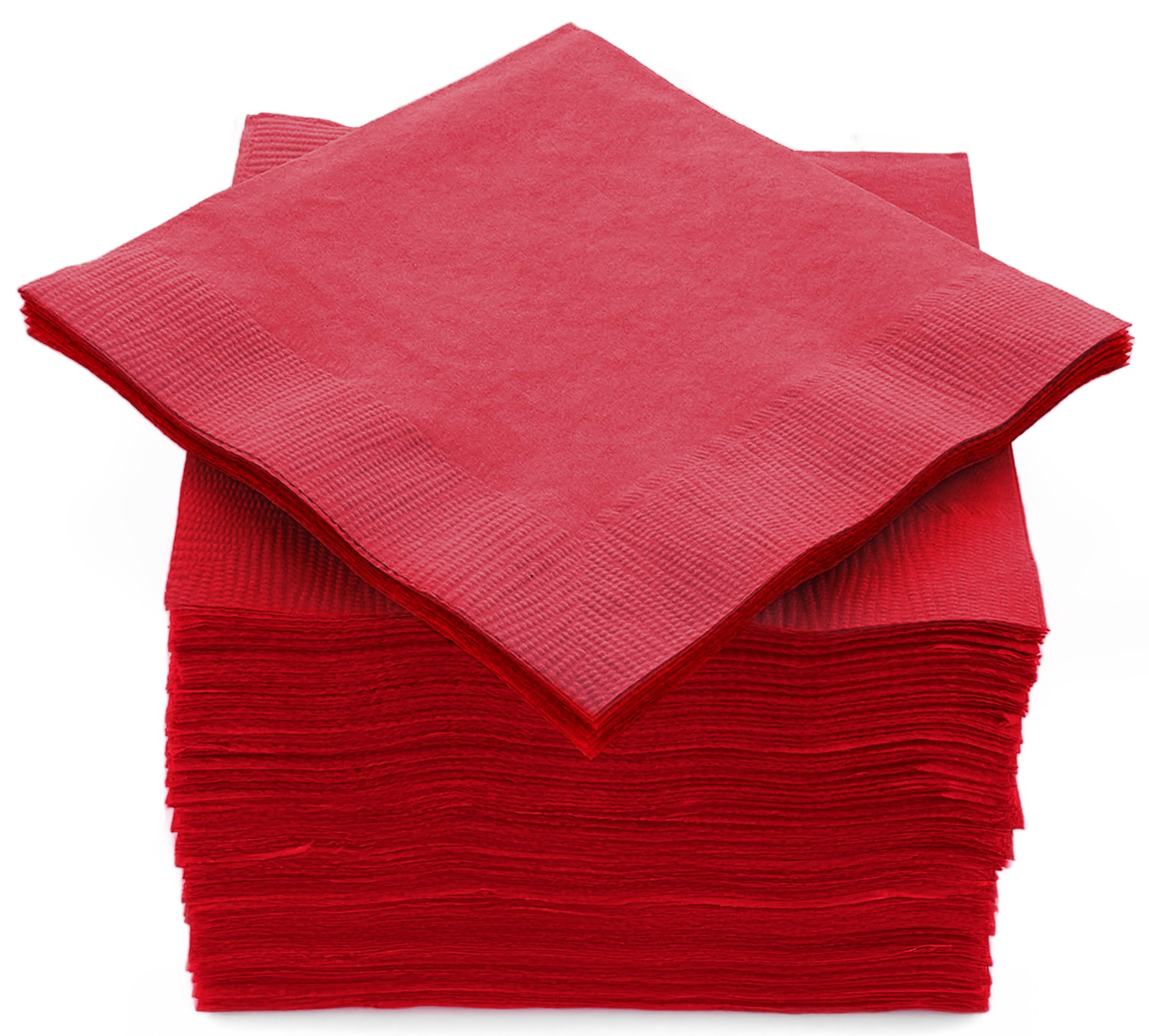Photo 1 of 100 Pack Red Beverage Napkins, Big Party Pack, 2 Ply, Ideal for Wedding, Party, Birthday, Dinner, Lunch, Cocktails. (5” x 5”) by Amcrate