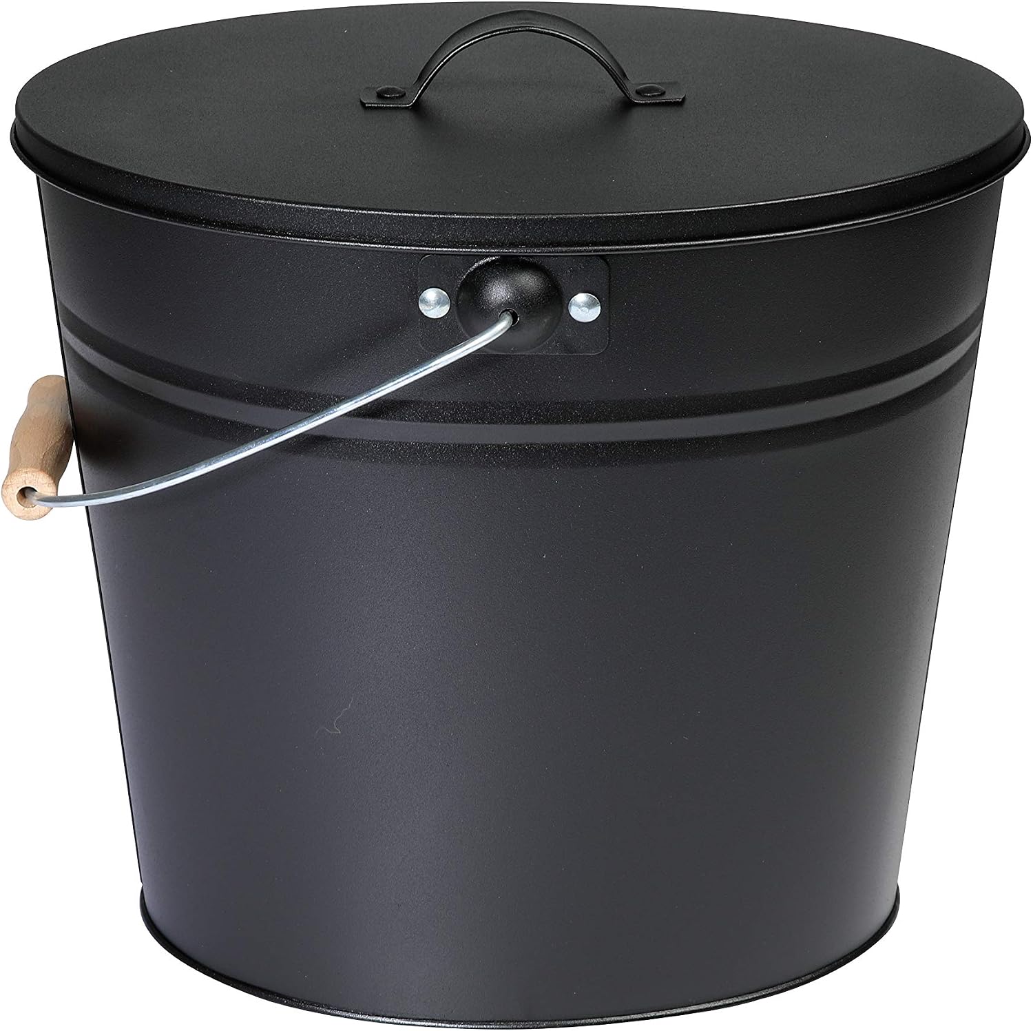 axentia Kamino-Flam Ash Bucket with Lid, Steel, Black, 32 x 30 x 42.5 cm - Image 3
