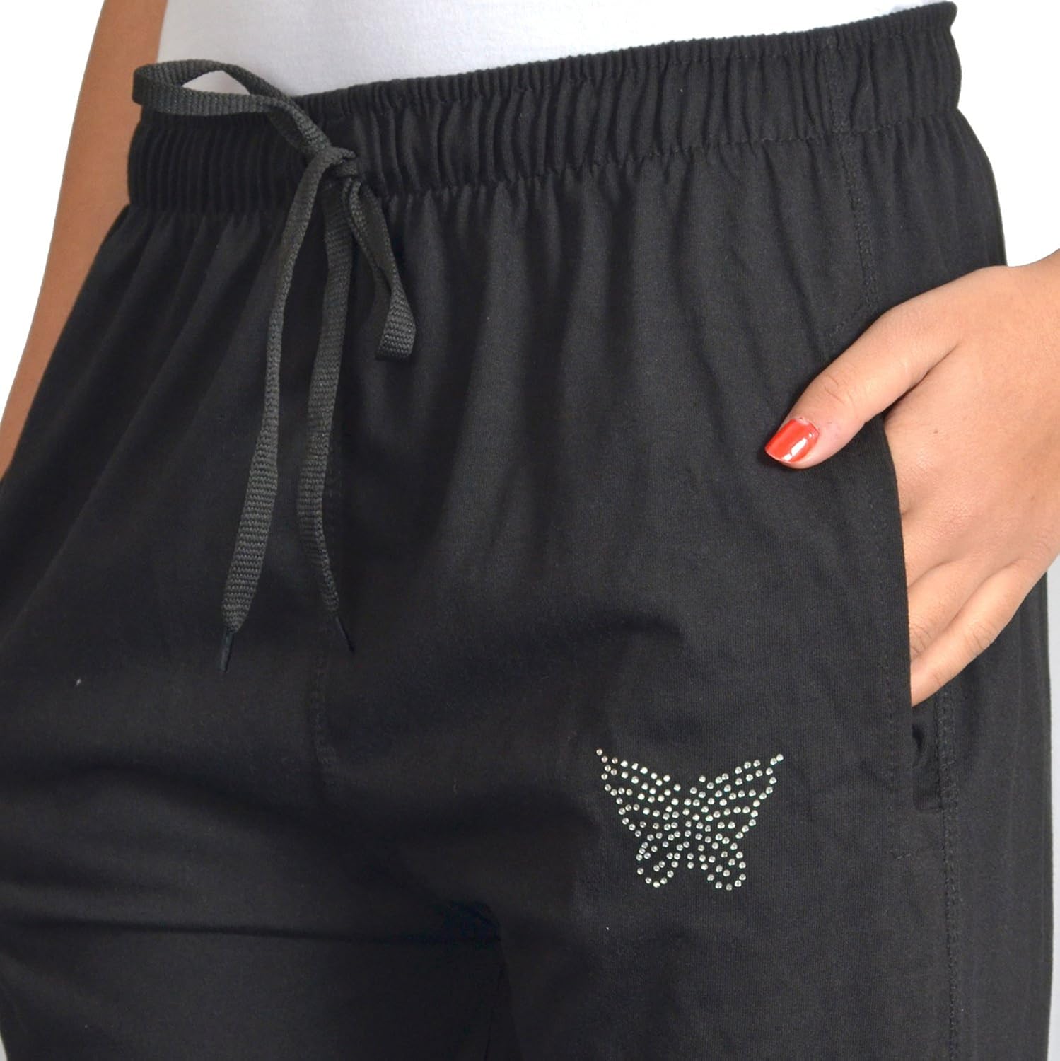 cupid women's cotton track pants (black)