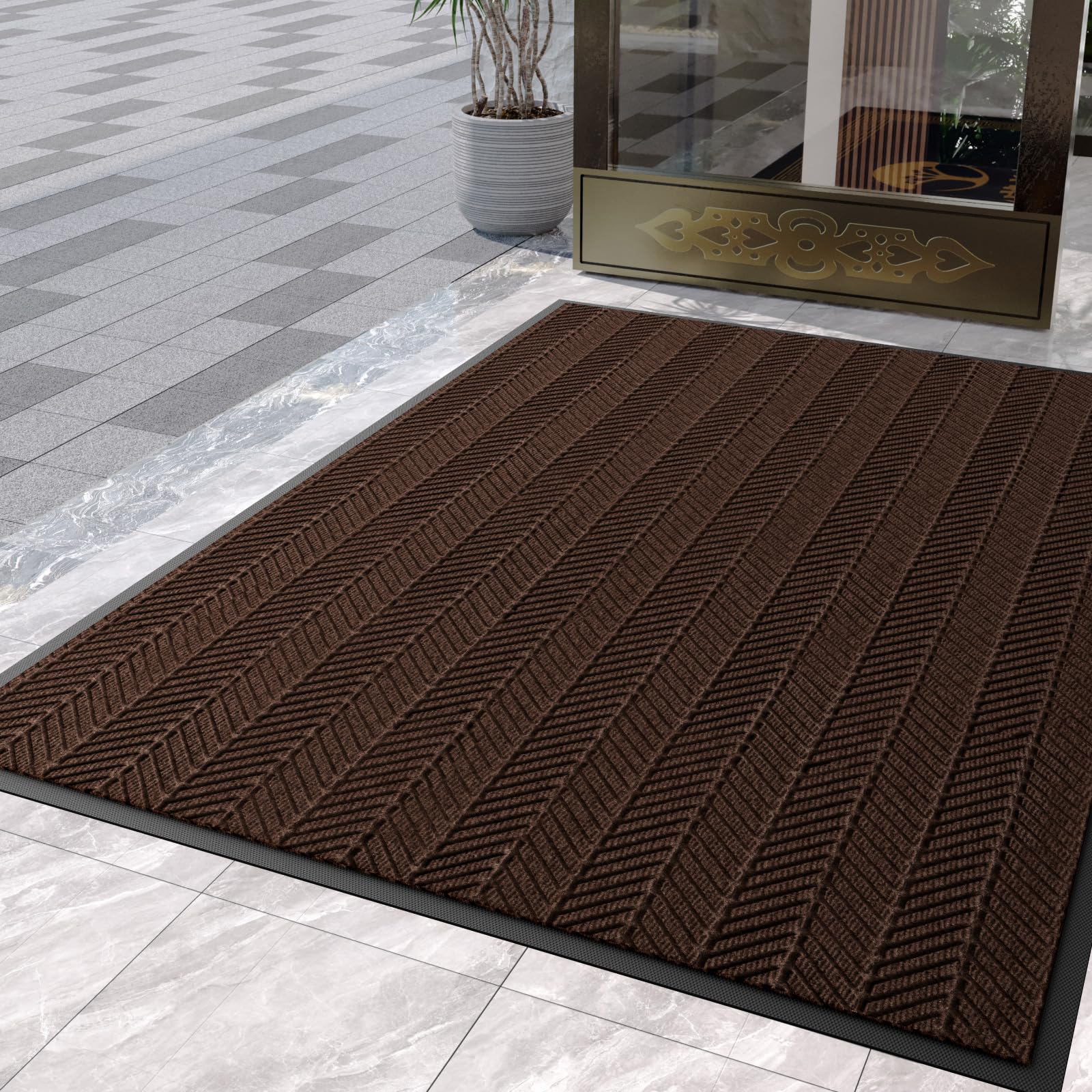 Photo 1 of ***FACTORY SEALED*** FSL Dormts Commercial Floor Mat Heavy Duty Trap Dirt and Moisture Entryway Doormat, Non-Slip Rubber Backing Rug, Door Mat for High Traffic Area, 3' x 4', Brown