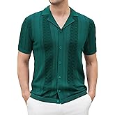 Esabel.C Men‘s Knit Button Down Shirts Long Sleeve Stripe Sweater Casual Ribbed Fashion Polo Shirts for Men