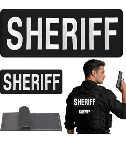 Amazon.com: Sheriff Embroidery Patch 3X8 and 2X6 INCHES Hook OD