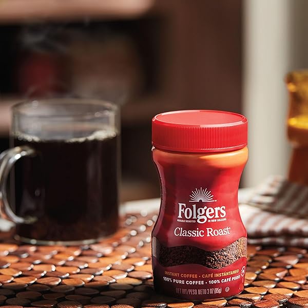 FOLGERS CLASSIC ROAST INSTANT COFFEE, 8-OUNCE JAR