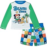 Disney Raglan Rash Guard and Swim Trunks Outfit Set UPF 50+ Infant to Big Kid Sizes (12 Months - 14-16)