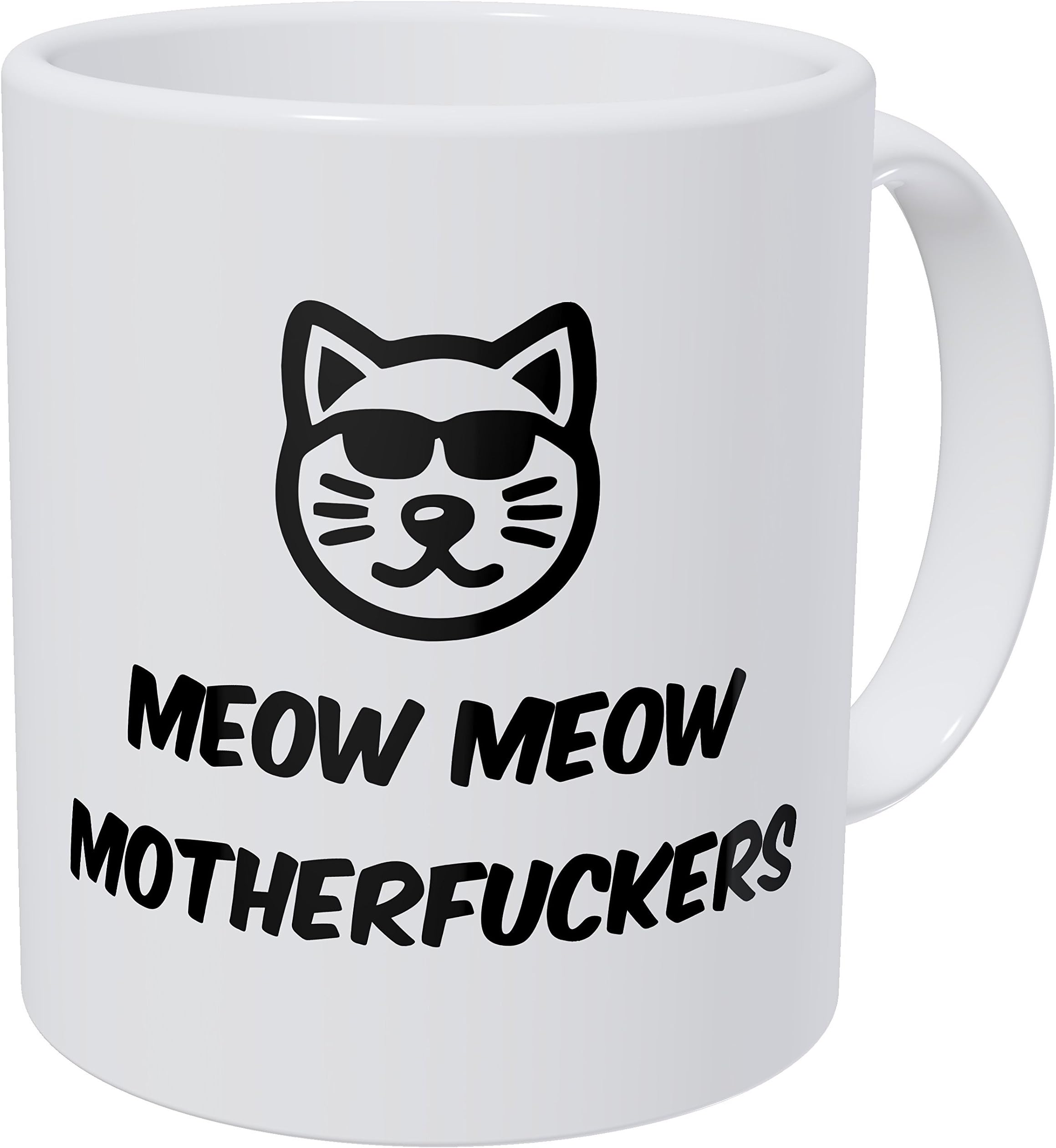 Wampumtuk Meow Meow Cool Cat Face Glasses 11 Ounces Funny Coffee Mug