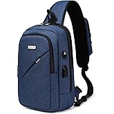 DUSLANG Crossbody Sling Backpacks for Men, Casual Shoulder Backpack Daypack Chest Bags with USB Charger Port For Camping Biking Travel Cycling