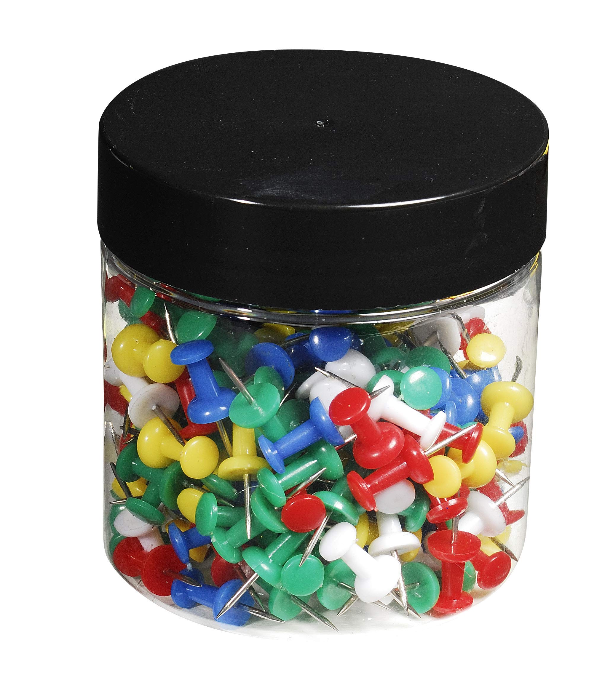 Exacompta - Ref 14769E - Push Pins (Pack of 200) - 7mm Width x 10mm Height in Size - Suitable for Pinboards or Corkboards in Offices, Homes & Businesses - 5 Assorted Colours