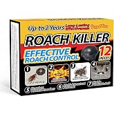 PawBliss Roach Killer Indoor Infestation Bait Stations &ndash; Large Roach Control, Nest Targeting Formula, Child-Resistant Design, Black 12Pack