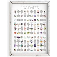 100 Dates Scratch Off Poster - Gift for Her, Anniversary for Couples, Date Night Ideas, Birthday Gifts for Women, Engagement,