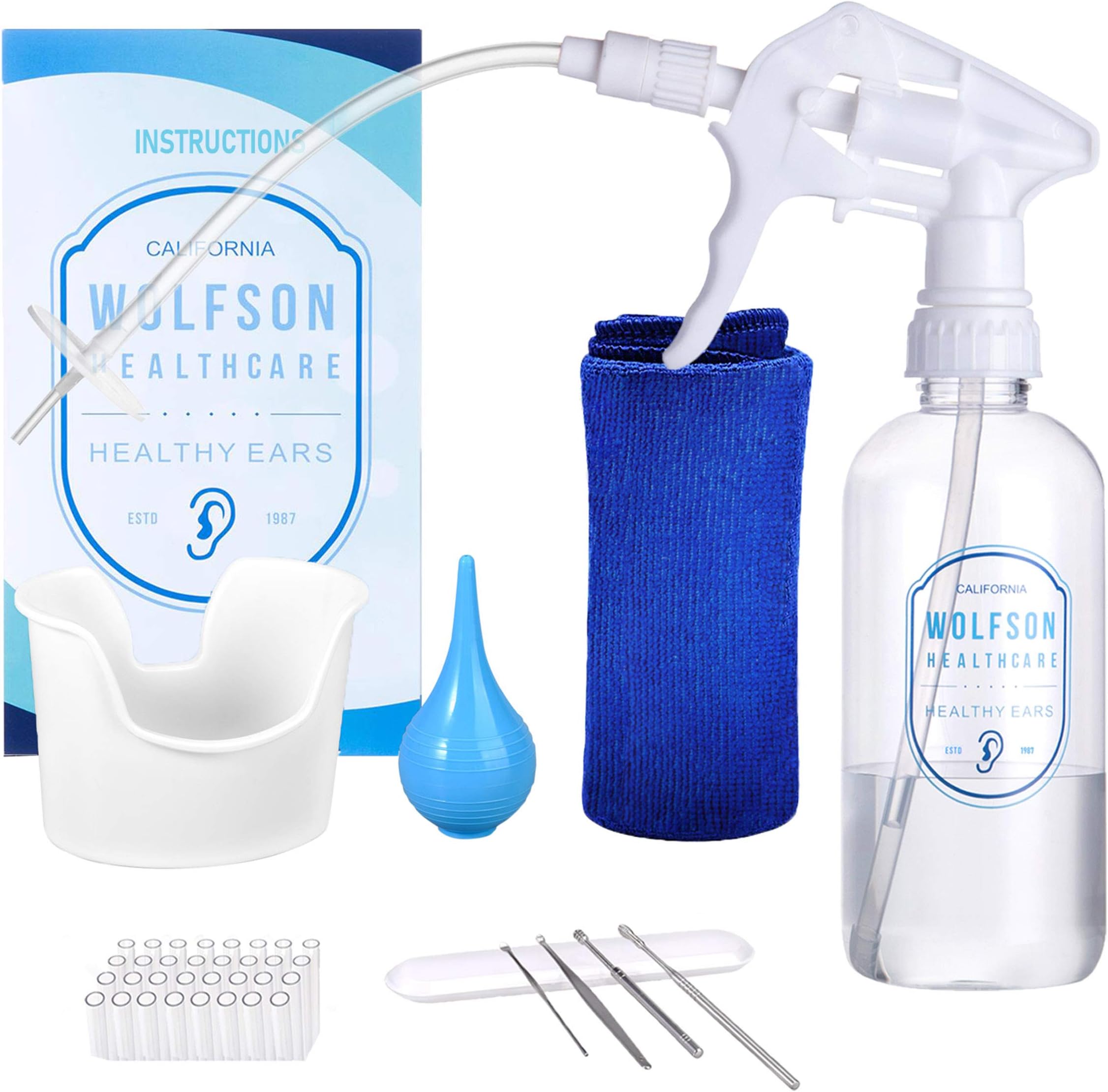 Usa Ear Health Ear Wax Removal Tool Earwax Removal Kit 30 Pcs Soft Disposable Tips Ear Cleaner Basin Ear Washer Bottle