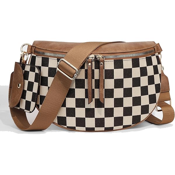 Checkered Sling Bag - Crossbody Chest Bag With Adjustable Strap