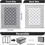 SHACOS Outdoor Rug 270x360 cm Reversible Waterproof UV Patio Garden Grey view 2