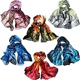 Sureio 6 Pcs Scarves for Women Lightweight Summer Floral Print Pattern Scarf for Women Dressy Long Thin Scarf Shawl(Bright Style)