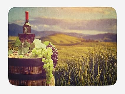 Alfombra de baño de vino, Italia Paisaje de la Toscana Viñedo rural