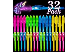 iGeeKid 32 Pack 2 Style Invisible Ink Pen with UV Black Light,Christmas Party Favor for Kids,Stocking Stuffers Christmas Gifts for Grandkids,Spy Pens Magic Markers Disappearing,New Year's Eve