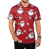Arvilhill Men's Christmas Short Sleeve Polo Shirts Funny Hawaiian Golf Shirts (S-3XL)