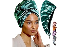Microfiber Hair Towel Wrap for Women - Satin Microfiber Towel for Hair - Hair Plopping Towel Curly Hair - Satin Hair Towel for Women - Hair Plop Towel for Long Hair SMPL OBJECTS (Emerald)
