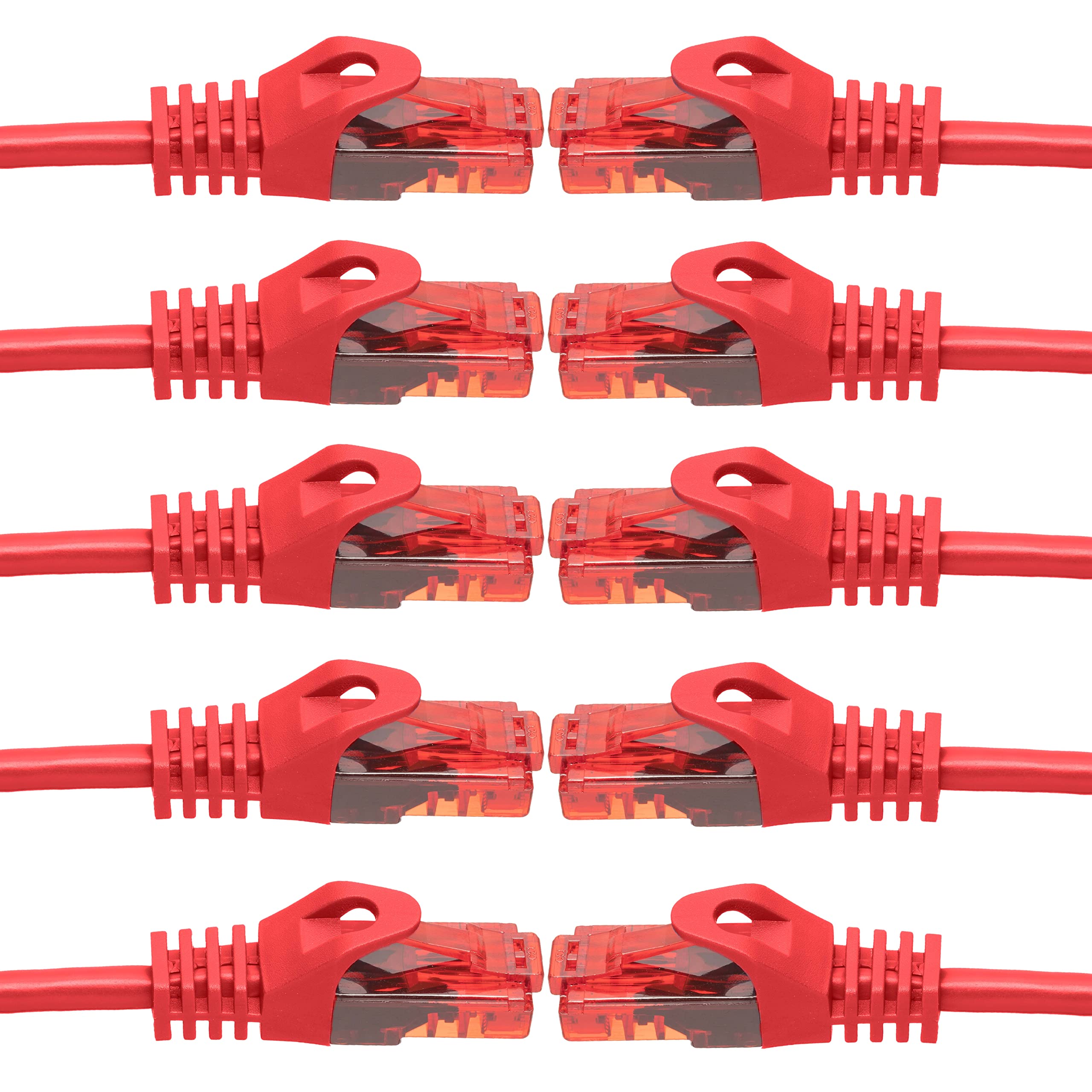 BIGtec Gigabit network cable patch, Ethernet LAN DSL patch cable (2X RJ-45 connector, CAT.5e, compatible to CAT.6 CAT.6a CAT.7) 0,25m Red