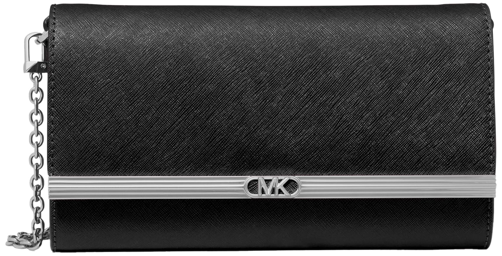 Michael Kors Mona Large East West Clutch, Silver-Tone Hardware/Black