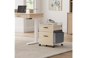 EUREKA ERGONOMIC 2-Drawer Mobile File Cabinet with Wheels, Solid Wood Rolling Storage Cabinet for Home Office, Space-Saving Under Desk Organization with Printer Stand,White