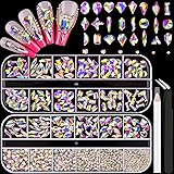 1680Pcs AB Glass Nail Rhinestones 180Pcs Multi