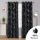Deconovo Window Treatment Eyelet Room Darkening Curtains 2 Panels 46x90 Black view 2