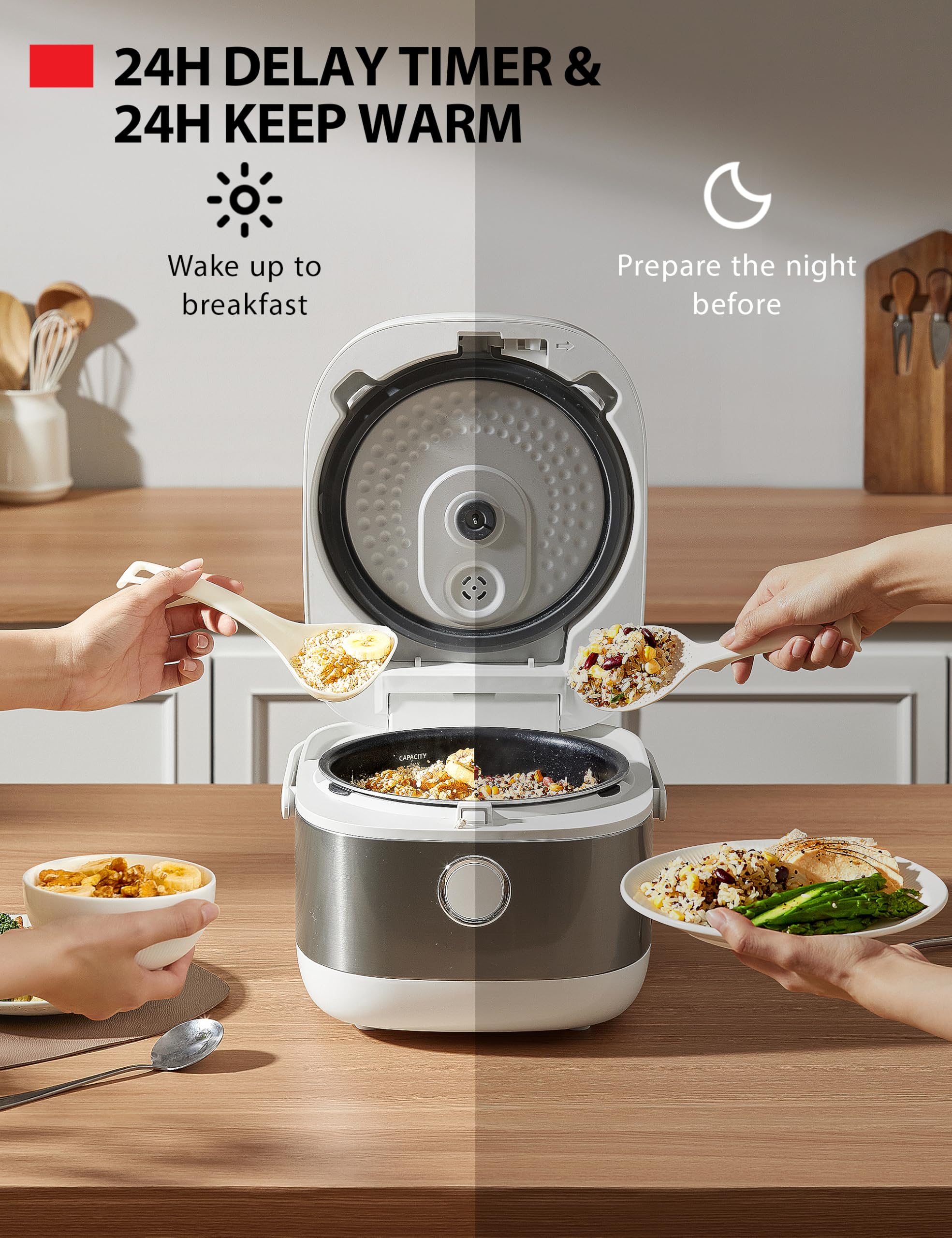 TOSHIBA Induction Heating Rice Cooker - Low Carb, Low Sugar, Digital Steamer, 5.5 Cups (Uncooked), 8 Cooking Functions, 24H Timer & Auto Keep Warm, Silvery white