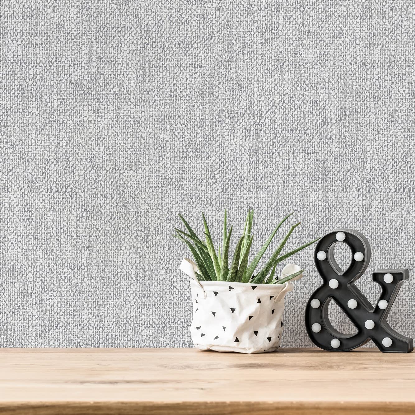 awallo 354426 3544-26 Non-Woven Wallpaper Linen Look 10.05 m x 0.53 m Grey Made in Germany