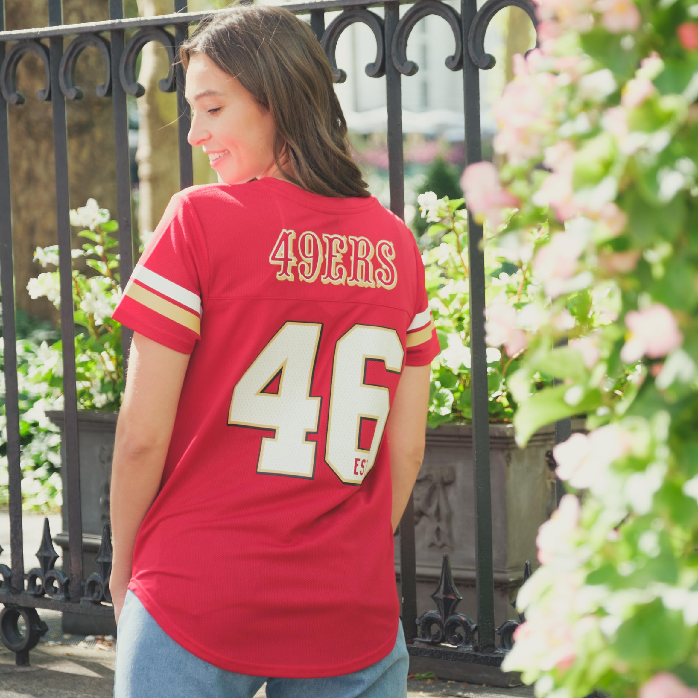 Ultra Game NFL Official Women\'s Super Soft Mesh Jersey T-Shirt, Detroit Lions, Team Color, X-Large