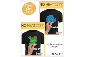 TransOurDream Luminous NO HEAT Transfer Paper for T Shirts (Glow in the Dark Mix Pack, 3 Sheets, 8.5x11") Printable NO HEAT Transfer Vinyl for Inkjet Printer, Removable Vinyl Stickers for Fabrics