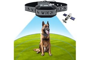 GPS Wireless Dog Fence System, Electric Dog Fence by GPS Signal, Range 65-3280 ft, Adjustable Warning Strength, Rechargeable,