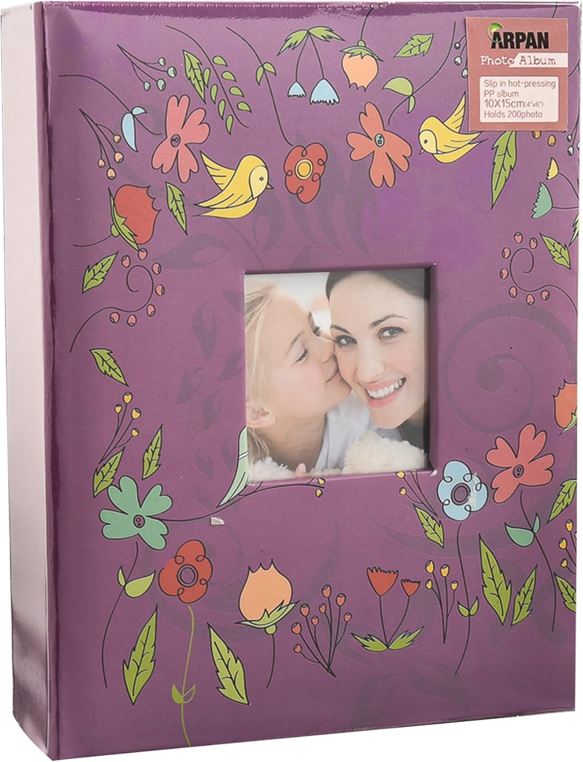Photo album for 4"X6" Photo with Window Fashion Design 200 Holds (PURPLE BIRD), 22 x 4.8 x 17.8 cm