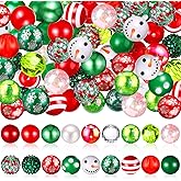Realspring 100 Pcs 20 mm Christmas Rhinestone Bubblegum Beads for Pens Bulk Crystal Resin Acrylic Plastic Spacer Chunky Beads for Christmas DIY Craft Keychain Bracelet Jewelry Making Holiday Decor