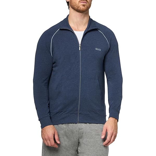 HUGO BOSS ネイビー ジップアップジャケット BOSS - Zip-up sweatshirt in and technical fabric - Dark Blue
