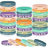 Lesnala 48 Pcs Bible verse bracelets 6 Styles Religious silicone wristband Jesus wristbands Motivational christian silicone bracelets for Men Women Party Church Supplies