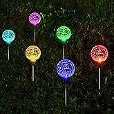 SOLPEX Solar Garden Lights 6 Pack, Solar Lights Outdoor Decorative, Solar Globe Lights Outdoor Waterproof for Yard and Garden, Multi-Color Changing Cracked Glass Ball LED Lights