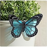 Lolitarcrafts Stained Glass Butterfly Suncatcher-Monarch or Luna Moth Design for Indoor and Outdoor Plant Decoration,Colorful Glass Plant Pot Ornament, Plant Lovers Gifts (Blue Monarch)