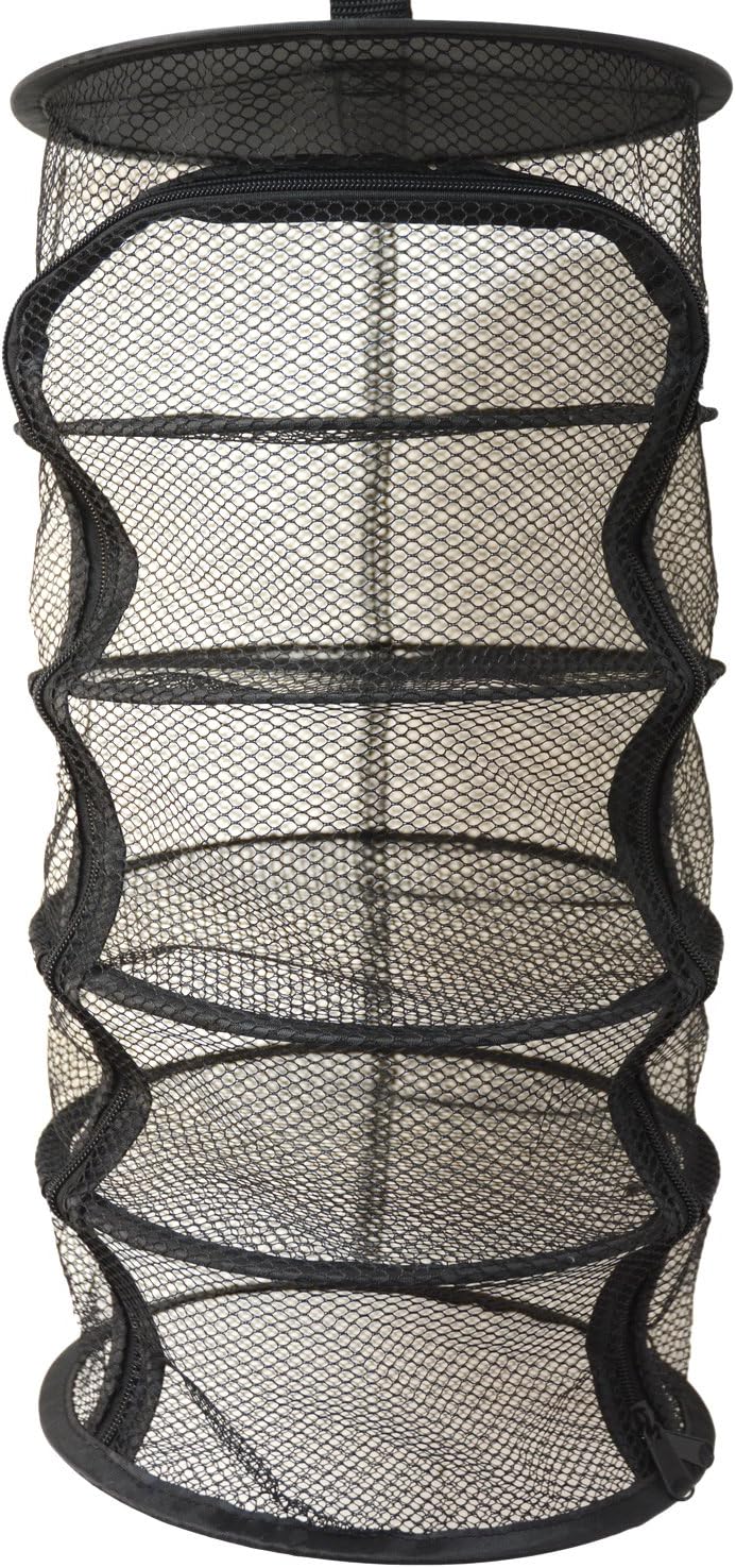 9 Inch 5 Level Micro Hanging Dry Net Indoor/Closet Drying Rack for Herbs, Plants, Organizer, Freshner - Black Mash Screen with Top-to-Bottom Zipper - Apartment Size with Zipped Storage Pouch