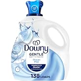 Downy Gentle Soft + Fresh Fabric Softener Liquid, Liquid Fabric Softener Designed to be Gentle on Skin, Ocean Mist Scent, 93 fl oz, 138 loads