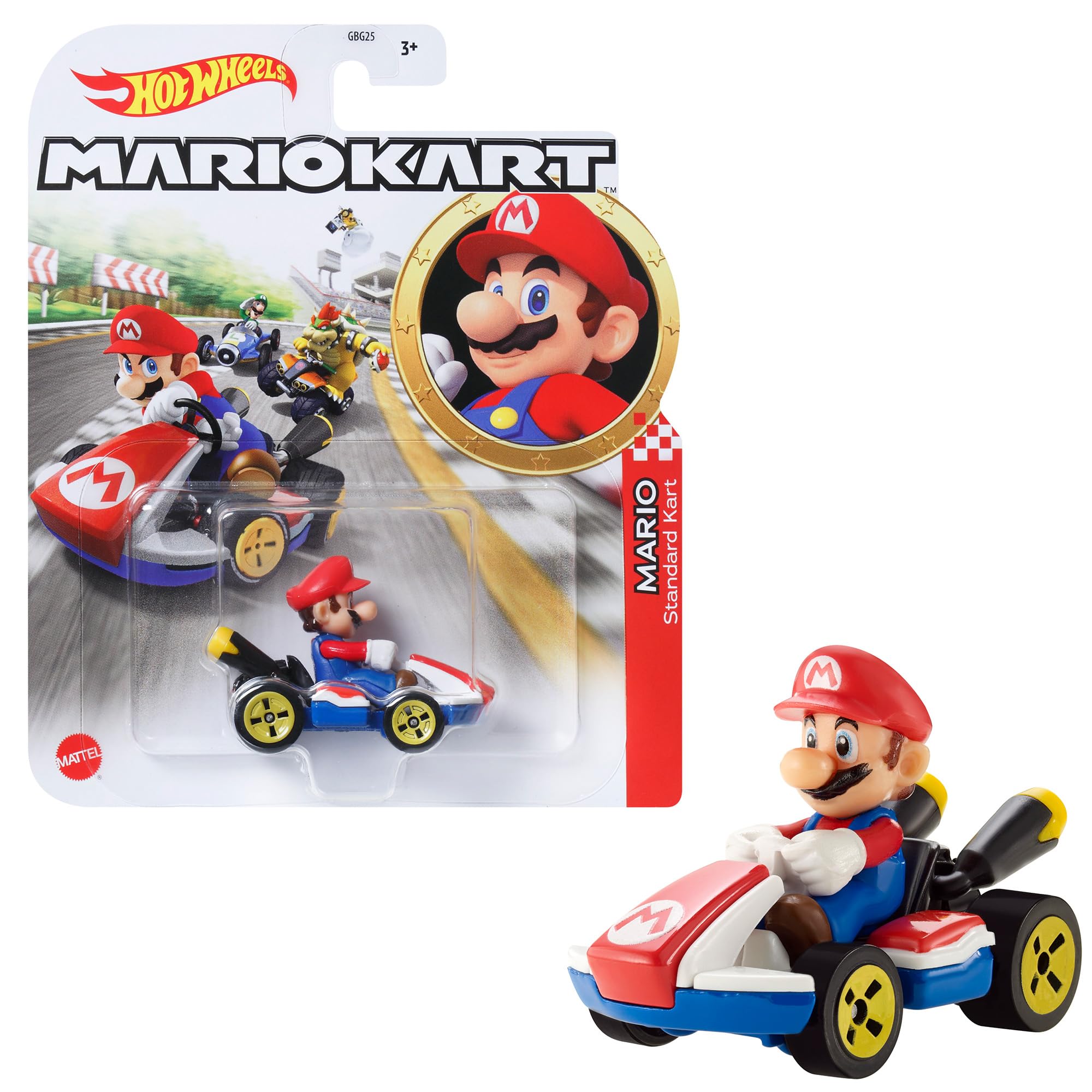 Hot Wheels Mario Kart Collection of 1:64 Scale Die-Cast Replica Vehicles, Toy Collectibles, GBG26