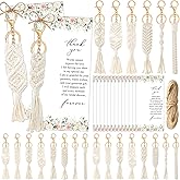 Ecation 24 Sets Bridal Shower Favors for Guests 24 Macrame Keychains Boho Keychain 24 Thank You Cards with Hemp Rope Goodie Bags Tassels Charm for Wedding Favors