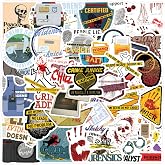 Horror Crime Scene Stickers Forensic Science Decals for Water Bottles 55PCS | Waterproof Vinyl Interesting Horror Crime Sticker for Laptop Journaling Guitar Phone Funny Gifts for Man Adult Party Supplies