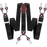 JASLEEN Mens 6 Clip Suspender Y-Back Adjustable Heavy Duty Suit Brice for Casual Fomal Wedding Business