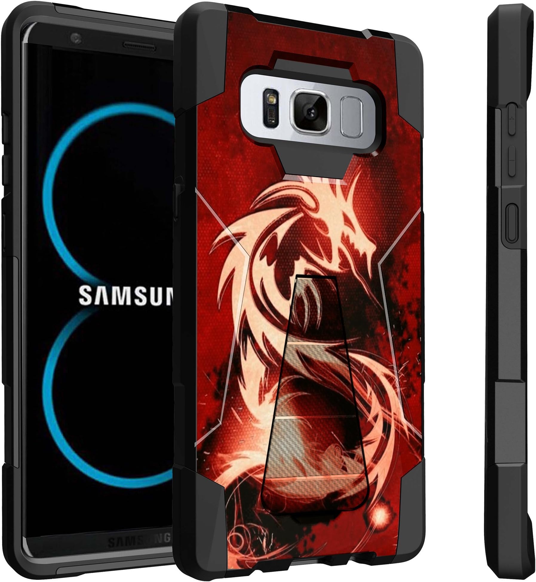 Untouchble Case for Samsung Galaxy S7 Active Case | S7 Active SM-G891A Case [Traveler Series] Combat Shockproof Dual Layer Hybrid Case with Kickstand - Red Dragon